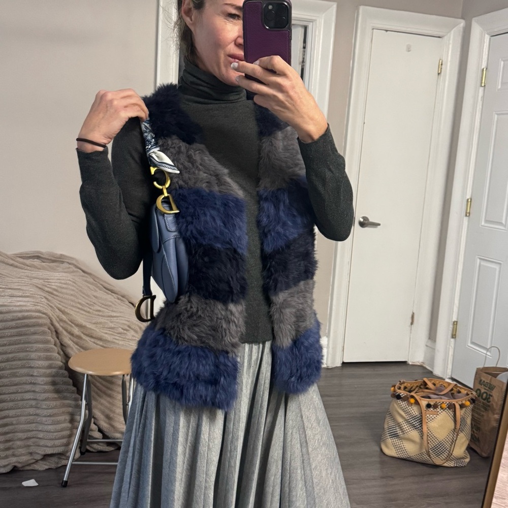 Badgley Mischka Genuine Rabbit Fur Vest